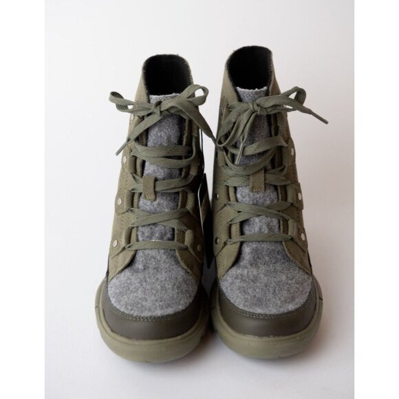 Sorel Women 6.5 Explorer Next Joan Waterproof Casual Boots Green Gray Snow NWB